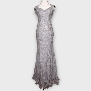 NWT Alyce Paris gray sequin long formal gown